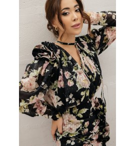 Платье SENSA с драпировкой и аппликациями с розами