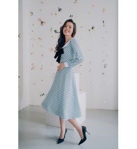 Платье LAYLA голубое в горошек