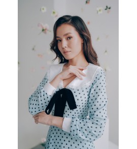 Платье LAYLA голубое в горошек