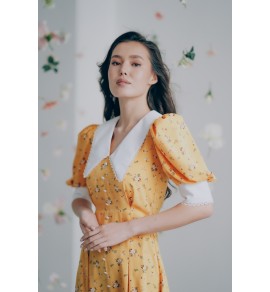 Платье MANDY желтое цветочное миди