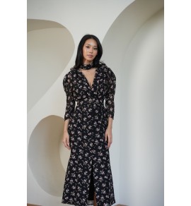 GABI DRESS черное с розовыми цветами