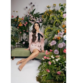 Платье ARIELLA пудровое с черным бантиком