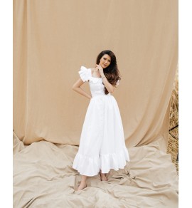 Сарафан ESTER белый хб длинный с воланами